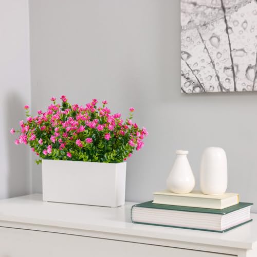 10PCS Artificial Eucalyptus Plants,Fake Boxwood Shrubs UV Resistant No Fade Faux Plastic Greenery for Wedding Bridal Bouquet Indoor Outdoor Home Garden Kitchen Office Table Vase(Pink) - color: Pink