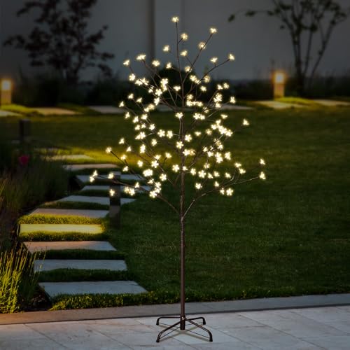 Lightshare 5FT 128L Lighted Cherry Blossom Tree, Warm White, Decorate Home Garden, Spring, Summer, Wedding, Birthday, Christmas Holiday, Party, for Indoor and Outdoor Use - style: 5FT Warm White