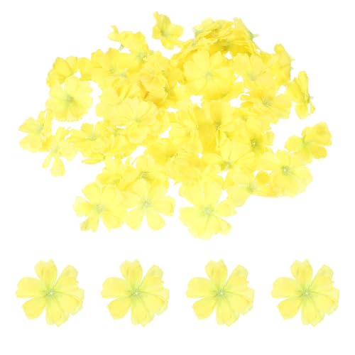 PATIKIL 100 Pcs Fake Silk Flower Heads, 1.6 Inch Artificial Cherry Blossom Faux Flower Heads for DIY Craft Wedding Party Home Wreath Decoration, Yellow - color: Yellow