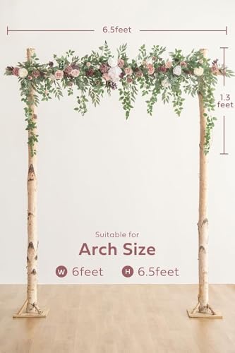 Ling's Moment 6.5FT Backdrop Floral Garland, Spring Artificial Wedding Arch Flowers Pink Decor, Blush Ceremony Reception Hanging Dusty Rose Arbor Arrangement Outdoor Party Swag Home Garden Decorations | Spring Artificial Wedding Arch Flowers, Ceremony Rec