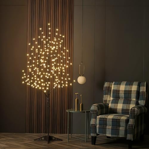 LIGHTSHARE 6.5 feet 208L LED Lighted Cherry Blossom Tree, Warm White, Decorate Home Garden, Spring, Summer, Wedding, Birthday, Christmas Holiday, Party, for Indoor and Outdoor Use - style: 6FT Warm White