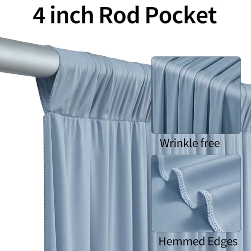 10ftx12ft Dusty Blue Backdrop Curtains for Parties, Wrinkle Free Polyester Photo Backdrop Drapes 2 Panels 12 ft Long Back Drop Cloth Drapery for Wedding Birthday Photography Background Party - color: Dusty Blue, size: 5ft(W)x12ft(H)_2 Panels