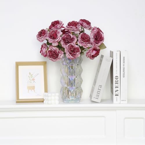 Purple Artificial Roses Flowers- 8PCS Faux Vintage Roses Fake Silk Purple Roses Flowers for Party,DIY Wedding Bouquet, Table Centerpiece, Home Decor - color: Purple