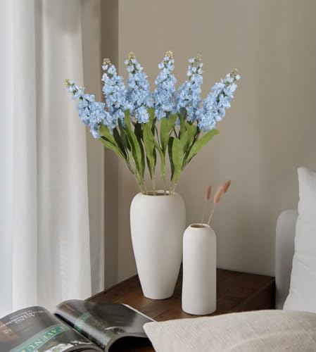 IPOPU 6PCS Blue Snapdragon Artificial Flowers 31.50" Delphinium Fake Flowers Long Stem Antirrhinum Majus Silk Flowers Larkspur Faux Flower for Home Wedding Decorations Floral Arrangement (Baby Blue) - color: Baby Blue