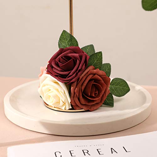 DerBlue 60pcs Artificial Roses Flowers Real Looking Fake Roses Artificial Foam Roses Decoration DIY for Wedding,Arrangements Party Home Decorations (Shades of Burgundy, 60pcs Regular 3") - color: Shades of Burgundy