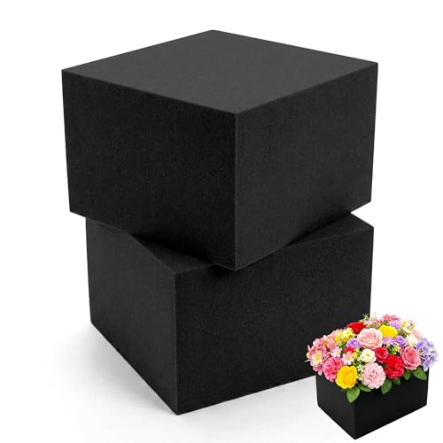 Max Shape Black Floral Foam Blocks 4.02"x4.02"x2.99" for Artificial & Dried Flowers, Reusable Floral Foam Blocks, Water Resistant Flower Foam Blocks, Dry Floral Foams for Artificial Flowers 2Pack - color: 2 Pack, size: 4x4x3"