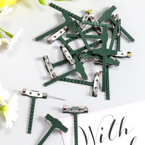 Boutonniere Safety Pins, Plastic Corsage Pins Safety Clips for Bride Groom, Tiny Boutonniere Brooch Supplies - color: Green- 60pcs