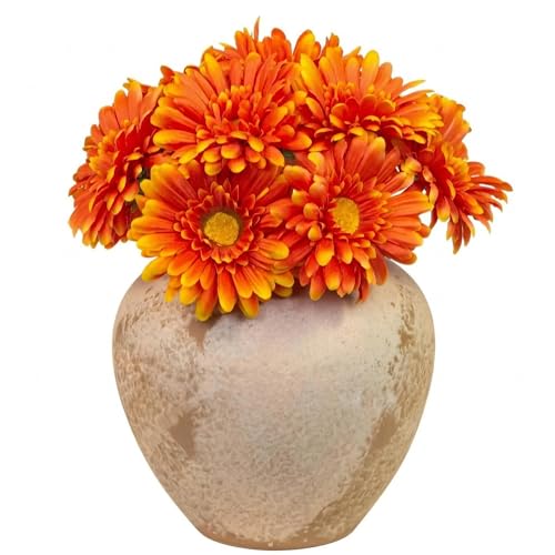TOPIA Artificial African Daisies Flowers African Daisy Silk Flowers Artificial Gerbera Daisies Pack of 10 (Orange) - color: Orange, size: 10pcs