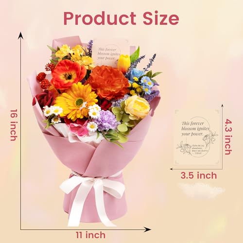 TINGE TIME Preserved Flowers Bouquet, Rainbow Fake Flowers Bouquet, Aritifical Roses Bouquet for Wedding, Table Centerpieces, Valentines, Mothers Day, Birthday Gifts, Anniversary, Engagement - color: Rainbow