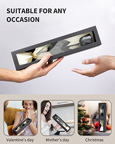 Preserved Rose, Preserved Flowers for Delivery Prime, Single Rose Flower Gifts for Women, Real Rose Presents for Her, Birthday Gifts, Valentines Flowers for Girlfriend - Black - color: 02-black