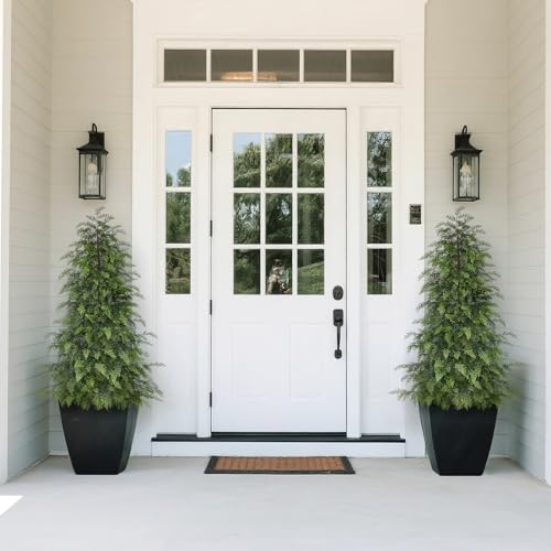 4FT Soft Textured Cedar Topiary Trees for Front Porch Decor, Artificial Shrubs Faux Plants Potted UV Resistant Fake Greenery for Outdoor Indoor Door Garden Farmhouse Home Decoration (Set of 2) - size: 4FT