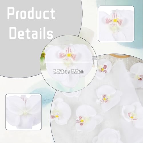 White Orchid Artificial Flowers Heads 15PCS Fake Orchid Heads Silk Flowers Bulk Real Touch Faux Orchids for Cake Bridal Shower Home Party Wedding Decoration (White) - color: White