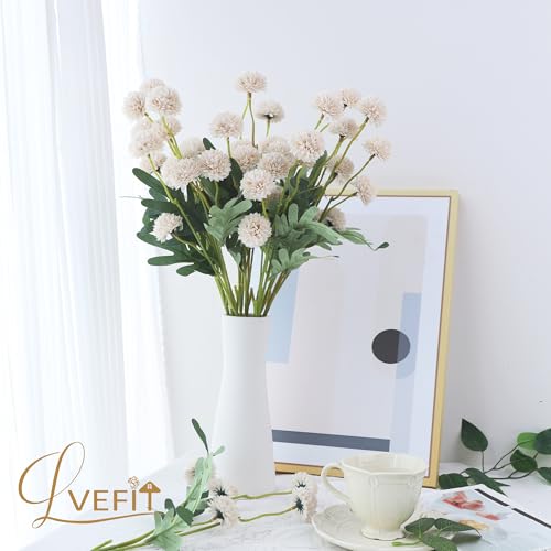 LVEFIT 10 Pcs Nude Kiku Flower Fake Mums Long Stem Flowers,Faux Kiku Flower Bulk,Silk Flowers Mini Chrysanthemum Floral Arrangements,Artificial Flowers Chrysanth Mini Fake Flower - color: Nude