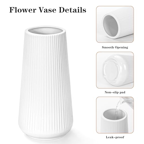 White Ceramic Vase, GUKJOB Small Cute Flower Vase for Pampas Grass, Home, Living Room, Dining Table, Farmhouse, Office Decor, Bedroom, Table, and Kitchen Shelf (White- 2PCS) - color: Small White - 2pcs