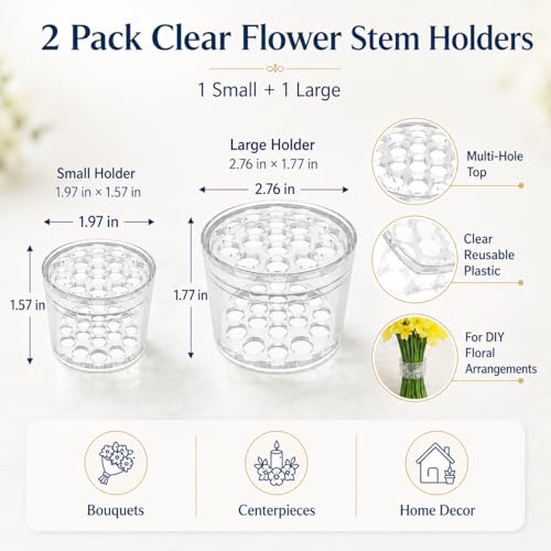 2 Pack Flower Arrangement Holder for Vase, Spiral Blossom Grid Flower Frog Stem Support, Ikebana Bouquet Tool (Clear) - color: Clear