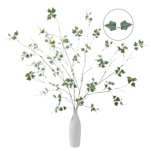 4 Pcs 38.5" Tall All-Green Artificial Branches with Leaves, Realistic Faux Ficus Greenery Stems, Bendable Fake Plant Twigs for Tall Floor Vases, Home Centerpiece, Office & Spring Decor (FS Gray) - color: Fs Gray