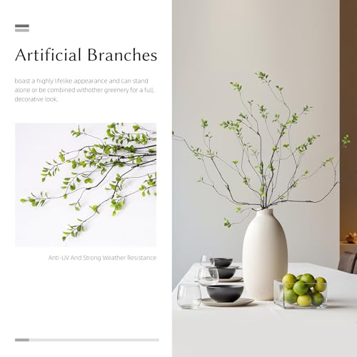 Artificial Ficus Branches 47.2" Artificial Eucalyptus Stems Fake Ficus Branches Faux Plants Greenery Leaves Filler Vase for Home Decor Green Twig Leaf Office Wedding Decoration 4PCS Green - color: 47.2"green 4pcs