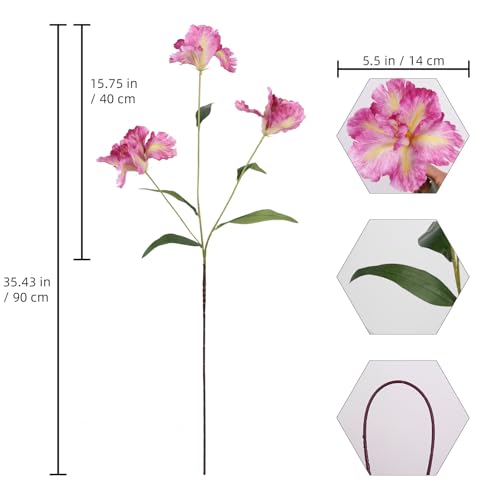 Pink Iris Flowers 5PCS 15Heads Silk Iris Flowers with Stems 35.4" Long Stem Artificial Flowers for Living Room Kitchen Party Decorations Wedding Bridal Bouquet Table Decor (Pink) - color: Hot Pink