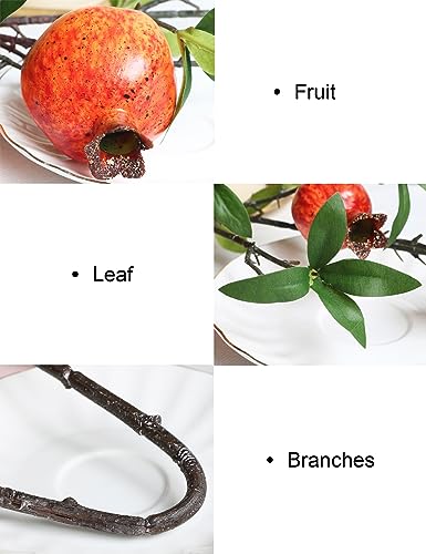 Forlaoers 4pcs 31" Orange Pomegranate Artificial Plants Fake Fruits Berry Branches Stem Fall Flowers Decorations for Living Room Dorm Decor Christmas Farmhouse Vase Arrangement Centerpiece - color: A:4 Orange