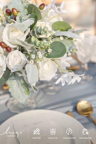 Ling's moment Artificial Greenery Stems Box Set, 98pcs with 6 Kinds of Faux Greenery Picks for DIY Bridal Bouquets Wedding Floral Arrangement Table Centerpieces, Sage Green & White - color: Grn-sage Green & White