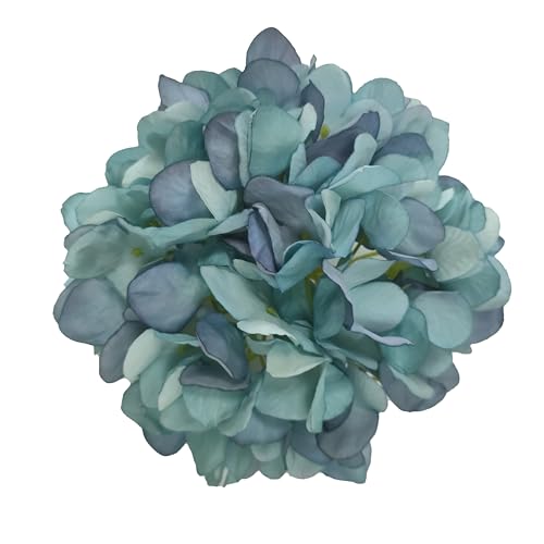 7.1'' Blue Hydrangea Artificial Flowers,10Pcs Artificial Silk Hydrangea Heads,81 Petals Faux Hydrangea Flowers Heads with Stems for Home Wedding Baby Shower Decor(Blue) - color: Blue