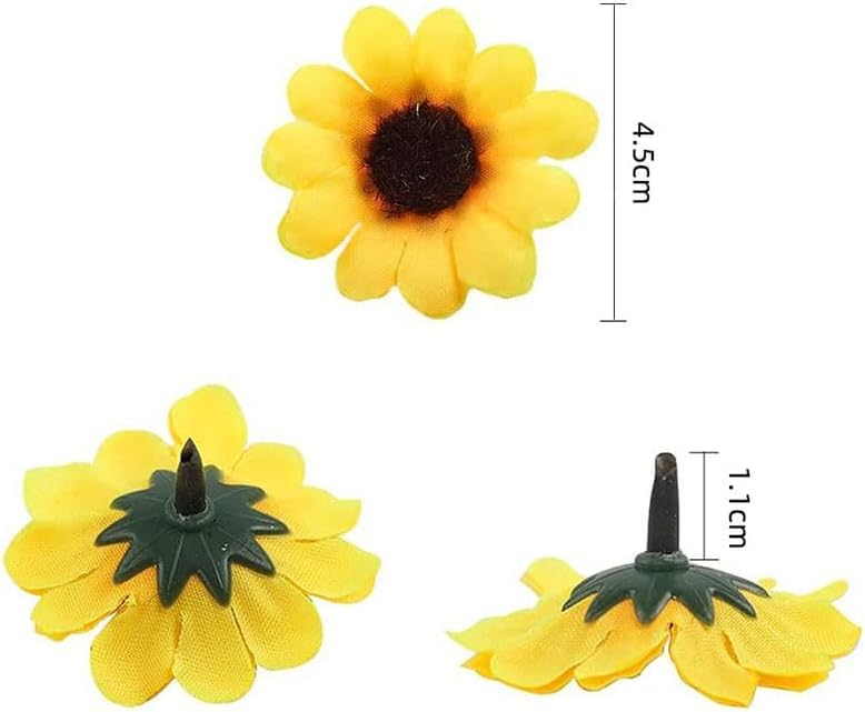 Jowxsx 100 Pieces Mini Artificial Sunflower Heads, Yellow Fabric Flowers, Wedding Wreath Craft Decor, Artificial Plants and Flowers, Realistic Faux Flower, for Planter Porch Patio Yard Balcony