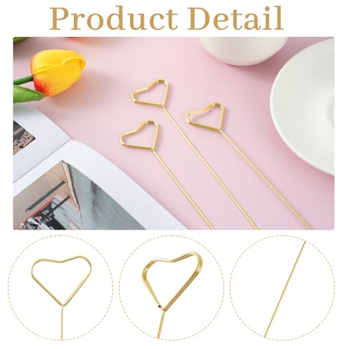 30-Pack Floral Picks Flower Bouquet Decoration Picks - 13 Inch Metal Sticks for Floral Arrangements, Wedding, Party & Craft Decor (Gold Heart) - color: Gold heart