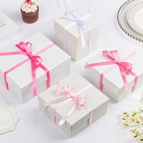 Mauproy 3/8 Inch Pink Satin Ribbon, 4 Rolls Total 40 Yards, Double Faced Mixed Pink Thin Ribbon for Gift Wrapping, Flower Bouquets, Crafts, Wedding, Graduation Decorations - color: Pink