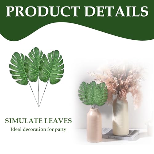 12Pcs Artificial Palm Leaves, Faux Tropical Monstera Realistic Safari Jungle Leaf for Hawaiian Luau Party, Wedding, Birthday, Jungle Beach Theme Decorations (Green) - size: 11.8*5.5 in