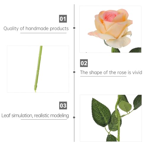 8pcs Light Rose Flowers Artificial Fake Roses for Wedding Party Decoration Valentine’s Day Floral Arrangement Home Décor