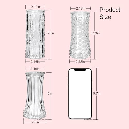 24 Pack Mini Glass Bud Vases, Small Clear Flower Vases Bulk for Wedding Centerpieces, Rustic Modern Table Decor Vases for Home, Hotel, Restaurant, Birthday Party, Beautiful Gift Set