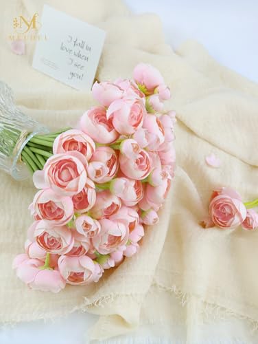 32Pcs Ranunculus Artificial Flower, Faux Silk Mini Pink Ranunculus Flowers for DIY Bouquet, Bulk Fake Peony Wedding Filler Flowers for Centerpieces Arrangements Bridal Shower Decorations - color: Pink