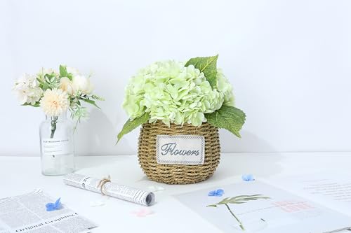 3Pcs 21 Inch Green Artificial Hydrangea Flowers Fake Hydrangea Flowers Latex Real Touch Faux Hydrangeas with Long Stem for Home Party Wedding Centerpieces Bouquets Decor