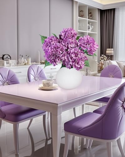 6PCS Premium Purple Hydrangea Artificial Flowers Bouquets, Silk Hydrangea Flowers with Stems, Fake Hydrangeas Arrangement, Faux Hydrangea Decor for Home Wedding Party Table Centerpieces (purple-2) - color: Purple-2