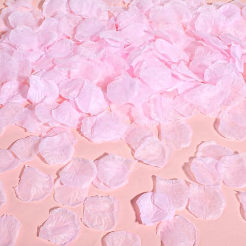 Xindojuz 2000 Pcs White Rose Petals for Wedding, 2" Artificial Silk Fake Flower Petals Romantic Decorations for Home Party Engagement Birthday Event Anniversary Party Backdrop Supplies(Pink)