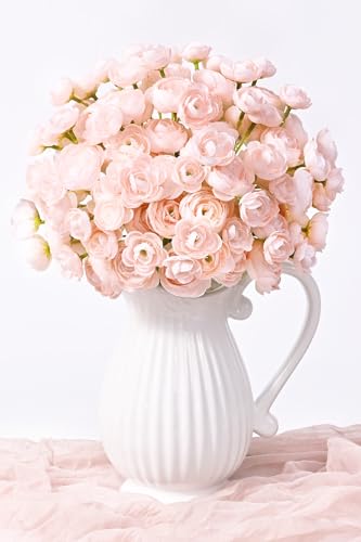 Waipfaru Ranunculus Artificial Flowers, 18Pcs 14In Fake Peonies Artificial Flowers, Pink Faux Flower for Vase Silk Flower Real Touch Faux Peony Bulk for DIY Wedding Bouquet Home Bridal Shower Decor - color: Pink, size: 18Pcs