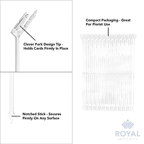 Royal Imports 18” Cardettes for Flower Arrangements, Plastic Floral Picks Fork-Shaped Gift Card Holder (Slanted Top) 100 Pcs - size: 18"