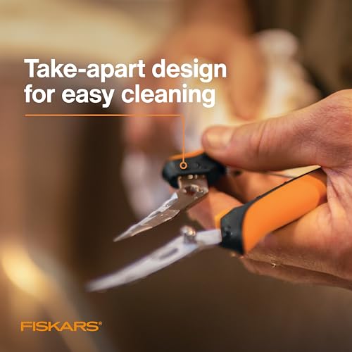 Fiskars Curved Micro-Tip Pruning Snips - 6" Garden Shears with Sheath and SoftGrip Handle - Yard and Garden Tools - Orange/Black - style: Curved Snips