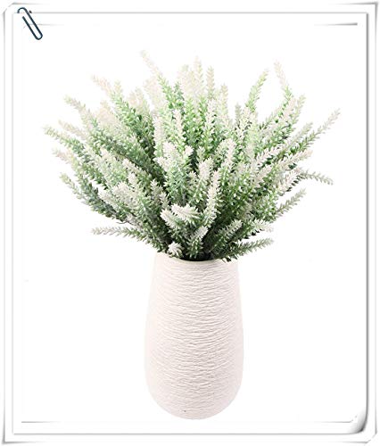 Artificial Flowers Lavender Plastic Plant Fake Wedding Bride Bouquet Indoor Outdoor Home Decor Garden Patio Table Centerpieces Arrangements Decoration White 4 Pcs - color: Lavender/White/4pcs