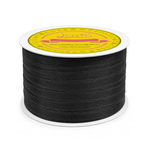 Black Organza Ribbon 1/4 inch x 200 Yards Sheer Chiffon Ribbon for Gift Wrapping Wedding Invitations Party Decoration Bridal Bouquets Crafts - color: Black, size: 1/4" X 200 Yards