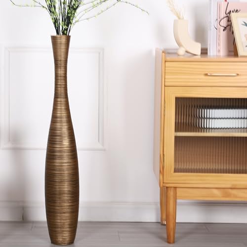 Leewadee Decorative Tall Floor Vase for Living Room Decor, 34 inches, Gold, Resin - color: Gold, size: 34 inches
