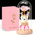 Birthday Gifts for Women - Preserved Forever Rose Bear with Glass Dome, Flower Gifts Versatile gifts for Mom, Wife, Girlfriend, Grandma and Daughter, Fit for Christmas, Valentine's Day, Mother's Day