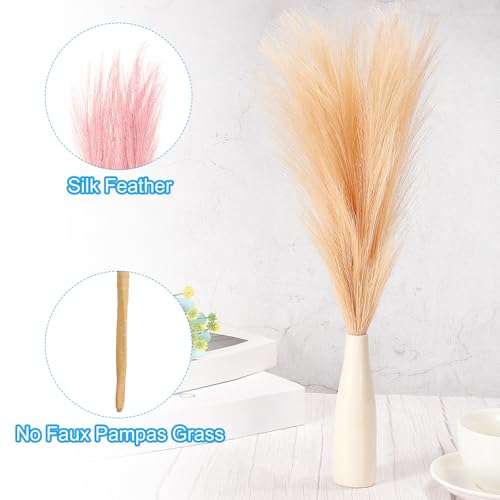 PATIKIL 17 Inch Faux Pampas Grass, 6 Pcs Boho Decor for Home Decoration Artificial Tall Fluffy Stems for Wedding Flower Party Vase Arrangement Centerpieces, Dark Pink - color: Dark Pink