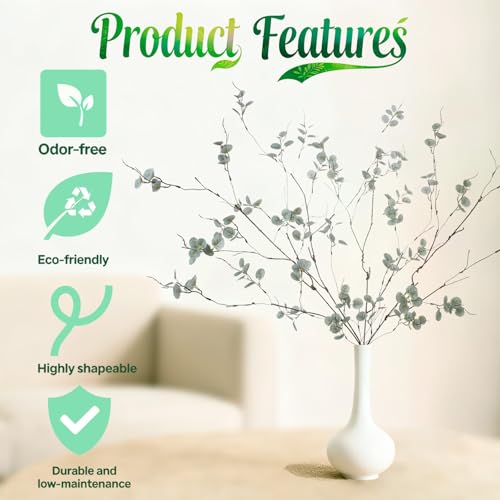 4Pcs 38.8 inches Artificial Tree Branches and Twigs Faux Plant Stems for Tall Vase, Home, Hotel, Office, Store Decor (WN Gray) - color: Wn Gray