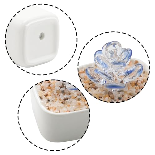 Blue Glass Succulent Planter 3.5 Inch Potted Faux Succulent for Desk Decor Home Aesthetics - color: Blue Succulent