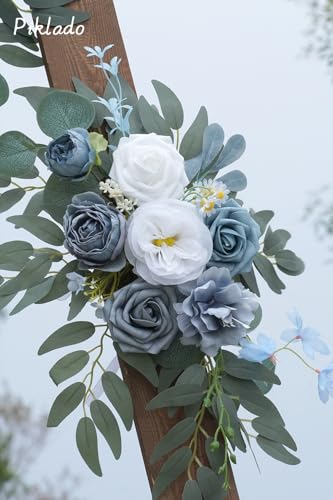 Faux Flower Swag Set of 2 for Wedding Welcome Signs Floral Swag Wedding Reception Ceremony Signs Decor (Blue) - color: Blue