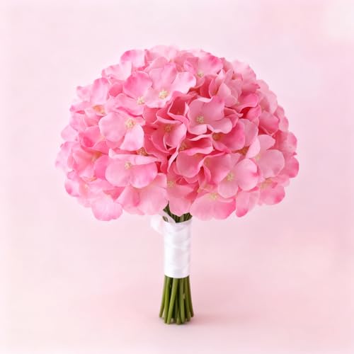 WEISPARK 100PCS Artificial Hydrangea Flowers, Fake Flowers Silk Hydrangea Full Flowers Heads with Stems for Wedding Home Party Shop Baby Shower Decor (Dark Pink) - color: Dark Pink