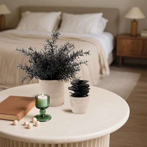 ALAGIRLS 4 Packs Fake Plants Small Artificial Plants Indoor Black Eucalyptus Rosemary Succulents Plants Potted Faux Plants for Home Indoor Office Bathroom Living Room Decor - color: Black-4pc