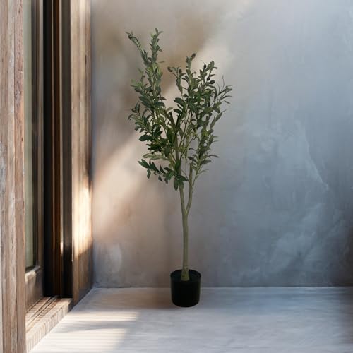 XBrand 4ft Artificial Olive Tree, Realistic Faux Olive Plant for Indoor Decor - color: Olive Tree - 4ft