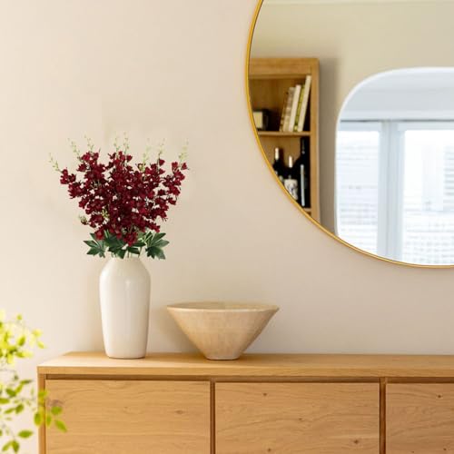 Delphinium Artificial Flowers,8PCS Silk Larkspur Flowers 33.5'' Long Stem Burgundy Flowers for Tall Vase Home Wedding Garden Table Decor(Burgundy) - color: Burgundy